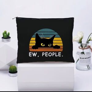 Funny Cat Graphic Makeup Bag Ew. People Black Cat Bag